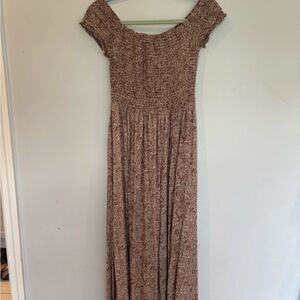 Elegant Brown Off-Shoulder Dress